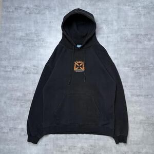 Y2K Choppers Flames Cross Black Gen X Hoodie Jacket
